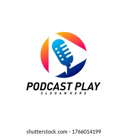 Podcast creative design logo vector concept. Play podcast logo template. Icon symbol