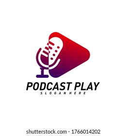 Podcast creative design logo vector concept. Play podcast logo template. Icon symbol