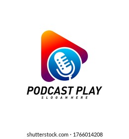 Podcast creative design logo vector concept. Play podcast logo template. Icon symbol