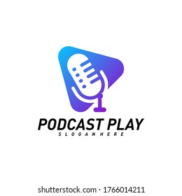 Podcast creative design logo vector concept. Play podcast logo template. Icon symbol