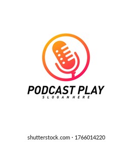 Podcast creative design logo vector concept. Play podcast logo template. Icon symbol