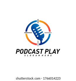 Podcast creative design logo vector concept. Play podcast logo template. Icon symbol