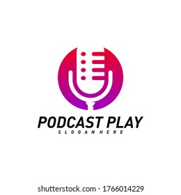 Concepto vectorial del logo de diseño creativo de podcast. Reproducir plantilla de logotipo de podcast. Símbolo de icono