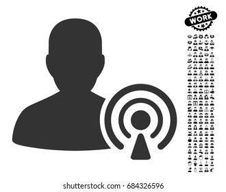 Podcast Creator icon with black bonus professional icon set. Podcast Creator vector illustration style is a flat gray iconic symbol for web design, app user interfaces.