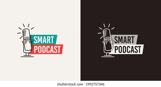 Concepto de diseño del logotipo de creadores de podcast