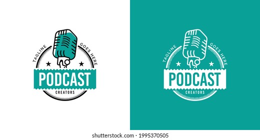 Concepto de diseño del logotipo de creadores de podcast