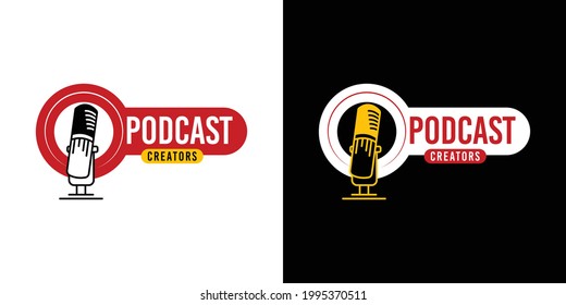 Concepto de diseño del logotipo de creadores de podcast