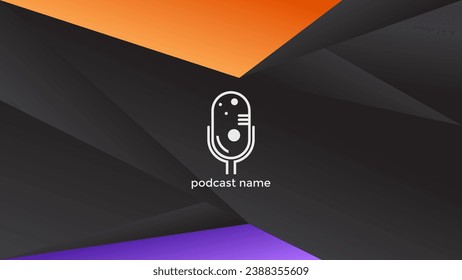 PODCAST DARK BACKGROUND COLORFUL WITH GEOMETRIC SHAPES GRADIENT BLUE ORANGE PURPLE COLOR SIMPLE TEMPLATE DESIGN VECTOR. GOOD FOR COVER DESIGN, BANNER, WEB,SOCIAL MEDIA