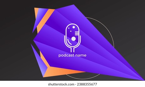 PODCAST DARK BACKGROUND COLORFUL WITH GEOMETRIC SHAPES GRADIENT ORANGE PURPLE COLOR SIMPLE TEMPLATE DESIGN VECTOR. GOOD FOR COVER DESIGN, BANNER, WEB,SOCIAL MEDIA