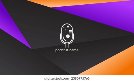 PODCAST DARK BACKGROUND COLORFUL WITH GEOMETRIC SHAPES GRADIENT PURPLE ORANGE COLOR SIMPLE TEMPLATE DESIGN VECTOR. GOOD FOR COVER DESIGN, BANNER, WEB,SOCIAL MEDIA