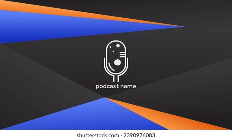 PODCAST DARK BACKGROUND COLORFUL WITH GEOMETRIC SHAPES GRADIENT BLUE ORANGE COLOR SIMPLE TEMPLATE DESIGN VECTOR. GOOD FOR COVER DESIGN, BANNER, WEB,SOCIAL MEDIA