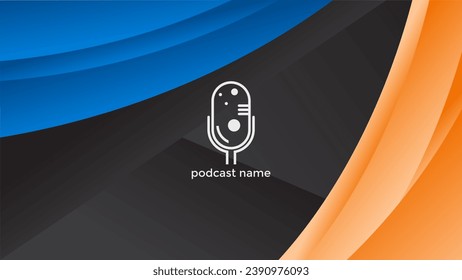 PODCAST DARK BACKGROUND COLORFUL WITH GEOMETRIC SHAPES GRADIENT BLUE ORANGE COLOR SIMPLE TEMPLATE DESIGN VECTOR. GOOD FOR COVER DESIGN, BANNER, WEB,SOCIAL MEDIA