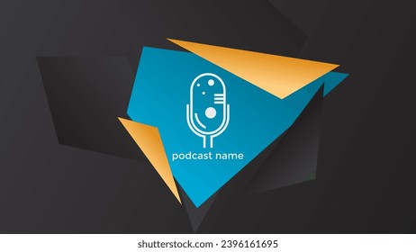 PODCAST DARK BACKGROUND COLORFUL WITH GEOMETRIC SHAPES GRADIENT BLUE ORANGE COLOR SIMPLE TEMPLATE DESIGN VECTOR. GOOD FOR COVER DESIGN, BANNER, WEB,SOCIAL MEDIA