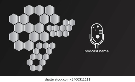 PODCAST DARK BACKGROUND COLORFUL WITH GEOMETRIC SHAPES METAL GRADIENT COLOR SIMPLE TEMPLATE DESIGN VECTOR. GOOD FOR COVER DESIGN, BANNER, WEB,SOCIAL MEDIA