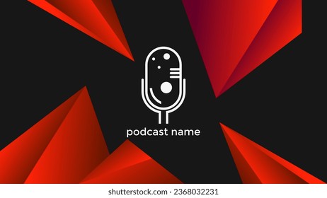 PODCAST DARK BACKGROUND COLORFUL WITH GRADIENT RED COLOR SIMPLE TEMPLATE DESIGN VECTOR. GOOD FOR COVER DESIGN, BANNER, WEB,SOCIAL MEDIA