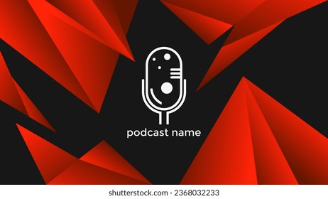 PODCAST DARK BACKGROUND COLORFUL WITH GRADIENT RED COLOR SIMPLE TEMPLATE DESIGN VECTOR. GOOD FOR COVER DESIGN, BANNER, WEB,SOCIAL MEDIA