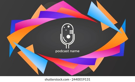 PODCAST DARK BACKGROUND WITH GEOMETRIC SHAPES GRADIENT COLOR SIMPLE TEMPLATE DESIGN VECTOR. GOOD FOR COVER DESIGN, BANNER, WEB,SOCIAL MEDIA