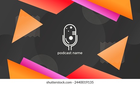PODCAST DARK BACKGROUND WITH GEOMETRIC SHAPES GRADIENT COLOR SIMPLE TEMPLATE DESIGN VECTOR. GOOD FOR COVER DESIGN, BANNER, WEB,SOCIAL MEDIA