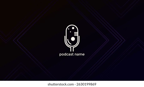 PODCAST DARK BACKGROUND WITH GEOMETRIC SHAPES PURPLE GRADIENT COLOR SIMPLE TEMPLATE DESIGN VECTOR. GOOD FOR COVER DESIGN, BANNER, WEB,SOCIAL MEDIA
