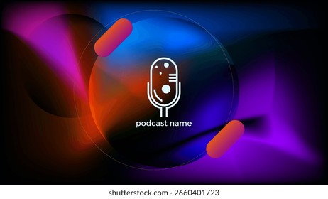 PODCAST DUNKLER HINTERGRUND MIT FARBVERLAUF MESH BLAU ROSA ROSA ORANGE VIOLETT FARBE EINFACHE VORLAGE DESIGN VEKTOR. GUT FÜR DECKENDESIGN, BANNER, WEB, SOZIALE MEDIEN
