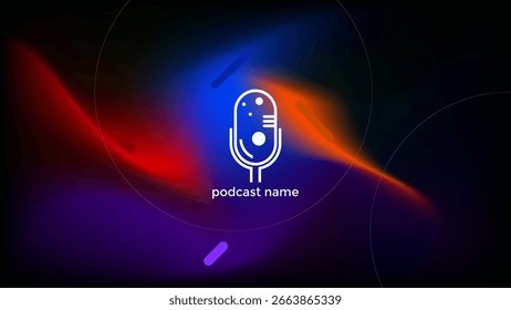 PLANO DE FUNDO ESCURO PODCAST COM GRADIENTE MALHA AZUL ROSA LARANJA COR ROXA COR SIMPLES DESIGN VETOR. BOM PARA DESIGN DE CAPA, BANNER, WEB, MÍDIA SOCIAL