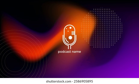 PODCAST DARK BACKGROUND WITH HAND GRADIENT MESH PURPLE ORANGE COLOR SIMPLE TEMPLATE DESIGN VECTOR. GOOD FOR COVER DESIGN, BANNER, WEB,SOCIAL MEDIA