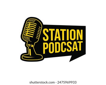 Podcast design logo creative bubble chat and podcasting