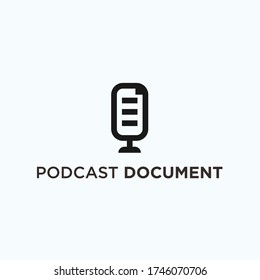 podcast document logo design icon vector illustration