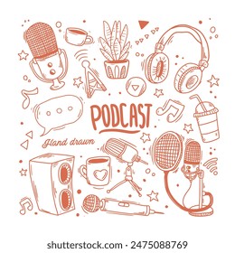 podcast doodle icon hand drawn vector element