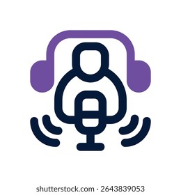 ícone duotônico do podcast. Ícone vetorial moderno e elegante para sites, aplicativos móveis, materiais de marketing e design corporativo. Totalmente dimensionável e pronto para uso.