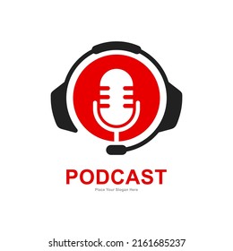 Podcast earphone logo vector design. Suitable for business, entertainment and technology