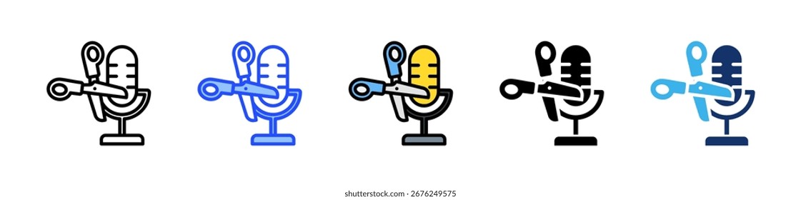 Podcast Editing Icon Collection With Multiple Styles