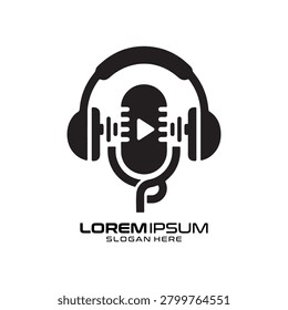 Podcast Equipment logo and studio microphone highlight professional recording and high-quality audio production. This design features a classic broadcast microphone within a clean, circular outline, representing clarity, authority, and industry-standard sound. It serves as an excellent visual asset for podcasters, radio journalists, and audio production houses seeking a timeless and professional brand presence.