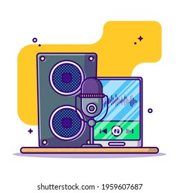 Podcast Equipment Vector Cartoon Illustration. Podcast Icon Concept White Isolated. Flat Cartoon Style Suitable for Web Landing Page, Banner, Sticker, and Background