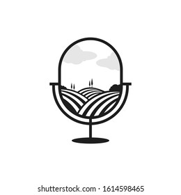 podcast and farm logo, icon and illustration