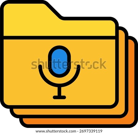 Podcast file vector design in modern style, audio storage and digital recording concept, multimedia illustration. Filled Line Icon