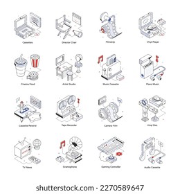 Podcast and Filmmaking Isometric Icons 

