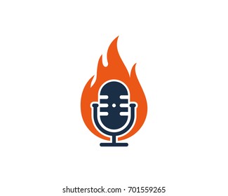 Podcast Fire Icon Logo Design Element