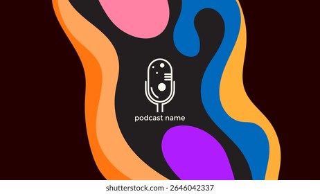 PODCAST FLAT COLORFUL BACKGROUND WITH HAND DRAWN ORGANIC SHAPES COLOR SIMPLE TEMPLATE DESIGN VECTOR. GOOD FOR COVER DESIGN, BANNER, WEB,SOCIAL MEDIA