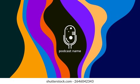 PODCAST FLAT COLORFUL BACKGROUND WITH HAND DRAWN ORGANIC SHAPES COLOR SIMPLE TEMPLATE DESIGN VECTOR. GOOD FOR COVER DESIGN, BANNER, WEB,SOCIAL MEDIA
