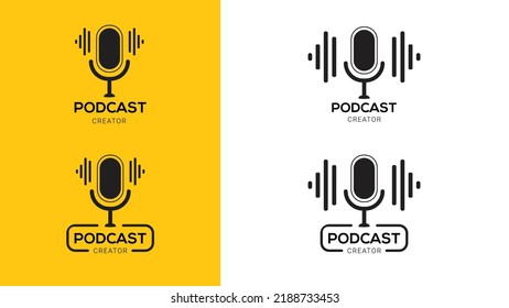 Podcast flat icon set vector design