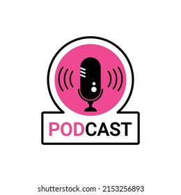 Podcast. Flat logo design. Vector illustration