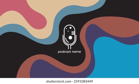 PODCAST FLAT PASTEL COLORFUL BACKGROUND WITH HAND DRAWN ORGANIC SHAPES SIMPLE TEMPLATE DESIGN VECTOR. GOOD FOR COVER DESIGN, BANNER, WEB,SOCIAL MEDIA