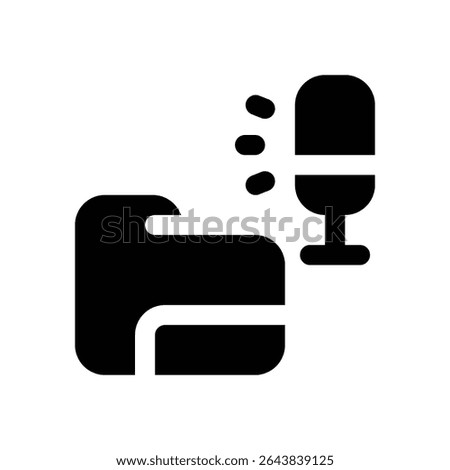 podcast folder glyph icon. Strong and solid vector icon for websites, mobile interfaces, presentations, and visual branding. High quality and easy to edit.