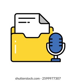 Podcast Folder vector filled outline icon. EPS 10 file
