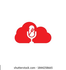 Podcast food cloud shape concept logo icon designs vector. Food Podcast for sign, mascot or other.	