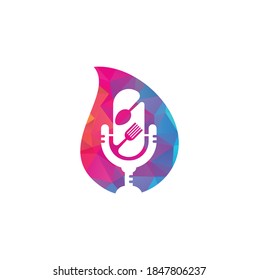 Podcast food drop shape concept logo icon designs vector. Food Podcast for sign, mascot or other.