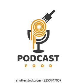podcast food logo design vector