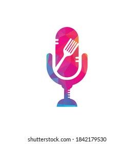 Podcast food logo icon designs vector. Food Podcast for sign, mascot or other.