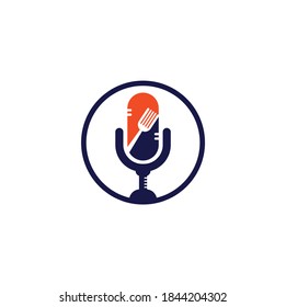 Podcast food logo icon designs vector. Food Podcast for sign, mascot or other.